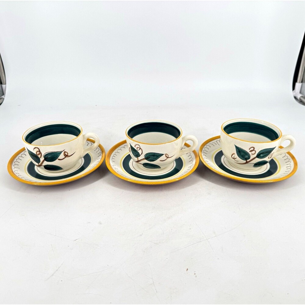 Vintage Stangl Pottery Fruit Cups & Saucers Set of 3 Trenton NJ